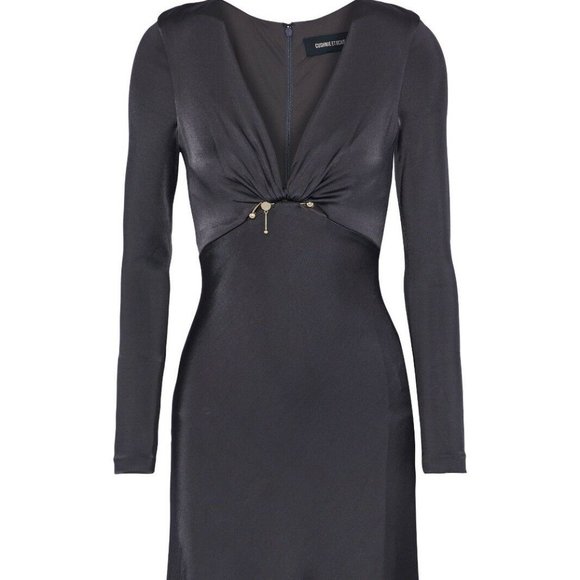 CUSHNIE ET OCHS Magdelena Embellished Satin-Jersey Midi Dress Dark Grey Size 0, - Picture 7 of 9